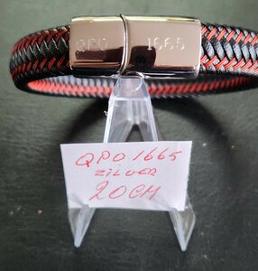 Polsband zilver gesp leer 1665- 20cm  